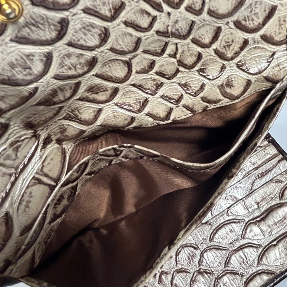Brahmin Ady Leather Wallet Trifold fold Croc Alligator Embossed Checkbook Luxury - Picture 7 of 13